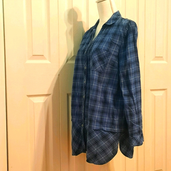 J.Jill Blue Flannel Button Up Size M - Picture 4 of 6